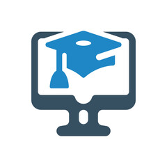online graduation icon vector illustration