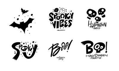 Halloween holiday lettering set and signs.