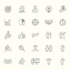 Set of hand drawn business icon, Business doodle icon set vector design