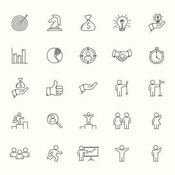 Set of hand drawn business icon, Business doodle icon set vector design