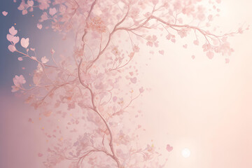 Pink background with branch. AI