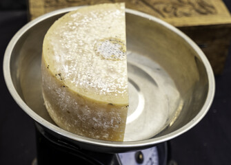 Old cheese in a market