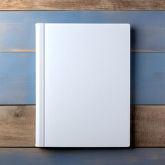 mock up of blank white book on a rustic wooden background