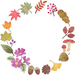 Áßã„ÅÆËêΩ„Å°Ëëâ„Éï„É¨„Éº„É†„ÄÄÊâãÊèè„ÅçÊ∞¥ÂΩ©„ÄÄ