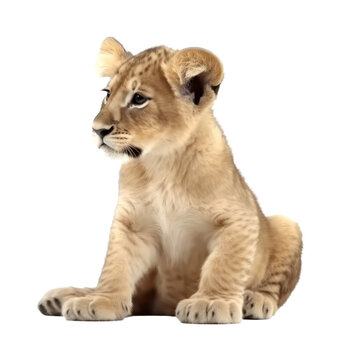 lion cub panthera leo isolated on transparent background,transparency 
