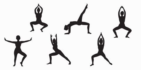 Fototapeta premium Yoga poses silhouette vector