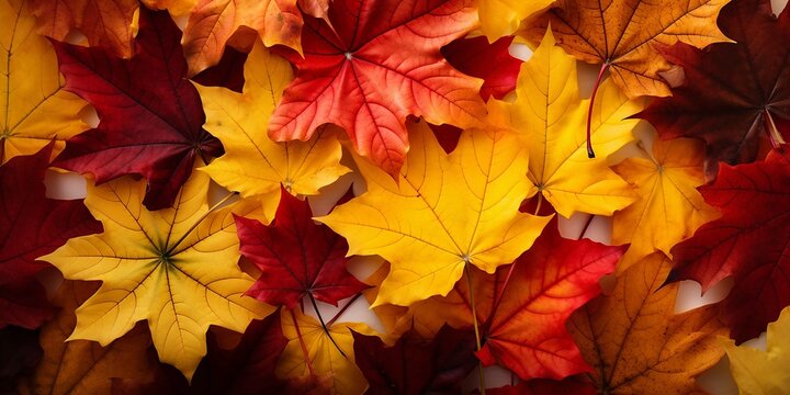 Red and yellow fall maple leaves background