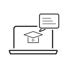 E-learning Black and White icon set. Online education Elements Outline editable icon set. Thin line icons set. Smart Learning. Online tuition, e-learning, video courses, Graduation, Education Modern.