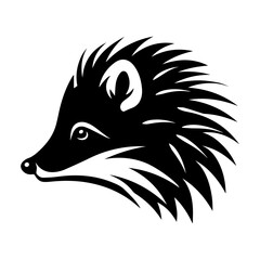 Hedgehog head black silhouette logo vector