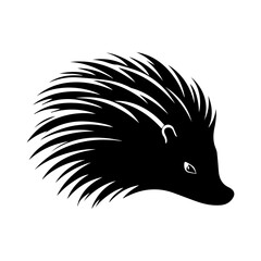 Hedgehog head black silhouette logo vector