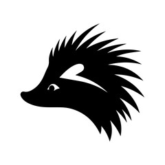 Hedgehog head black silhouette logo vector