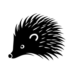 Hedgehog head black silhouette logo vector