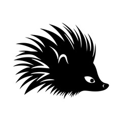 Hedgehog head black silhouette logo vector