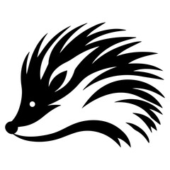 Hedgehog head black silhouette logo vector