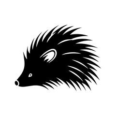 Hedgehog head black silhouette logo vector