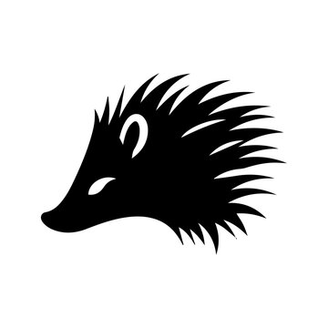 recommend clip art: Hedgehog head black silhouette logo vector