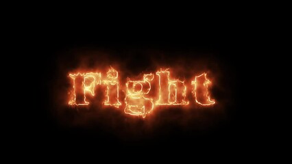 Fire alphabet letters Fight isolated, outline fire and ice glowing on black background - Powered by Adobe