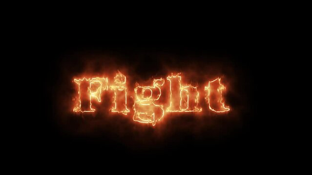 Fire alphabet letters Fight isolated, outline fire and ice glowing on black background