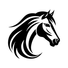 horse, vintage logo line art concept black and white color, hand drawn illustration
