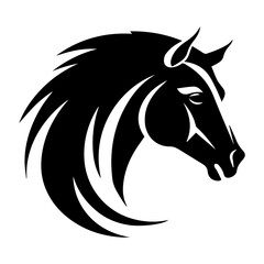 horse, vintage logo line art concept black and white color, hand drawn illustration
