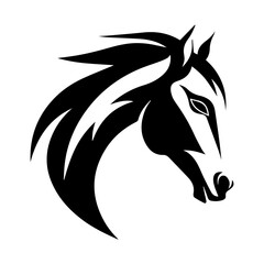 horse, vintage logo line art concept black and white color, hand drawn illustration
