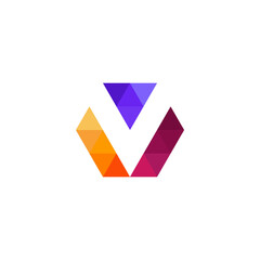 letter V with triangle outside logo design