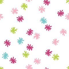 Seamless pattern with colorful snowflakes.