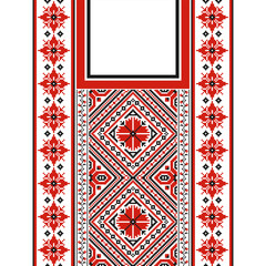floral embroidery neckline background. ikat and cross stitch geometric seamless pattern ethnic oriental traditional. Aztec style illustration design for carpet, wallpaper, clothing, wrapping, batik.