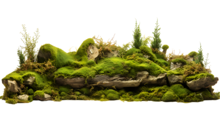 Mossy Forest Floor Isolated on Transparent or White Background, PNG