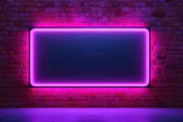 dark walls decorated with purple neon lights in a square shape. generative AI