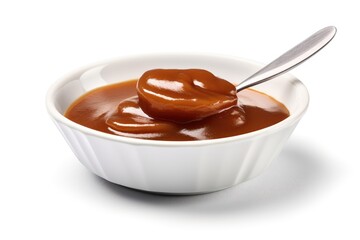mini bowl of tamarind sauce isolated on white background