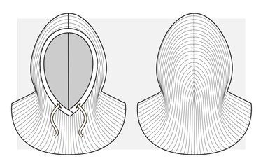 Removable knitted hood. Technical sketch.