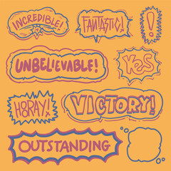 Doodle Hand Drawn sketchy Excitement Saying Set