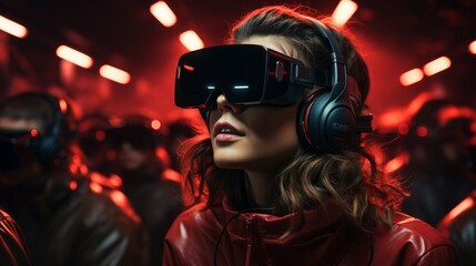 A virtual reality (VR) experience for immersive digital marketing. AI generated - obrazy, fototapety, plakaty