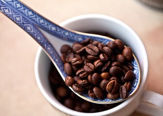 coffee beans in a cup