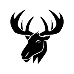 illustration of a deer head, grunge, silhouette isolated on white, eps10 vector, hand drawn portrait