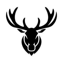 illustration of a deer head, grunge, silhouette isolated on white, eps10 vector, hand drawn portrait