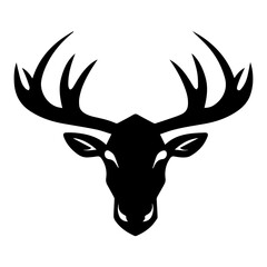 illustration of a deer head, grunge, silhouette isolated on white, eps10 vector, hand drawn portrait