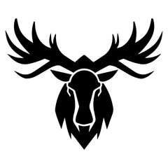 illustration of a deer head, grunge, silhouette isolated on white, eps10 vector, hand drawn portrait