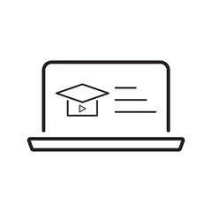 E-learning Black and White icon set. Online education Elements Outline editable icon set. Thin line icons set. Smart Learning. Online tuition, e-learning, video courses, Graduation, Education Modern.