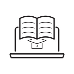 E-learning Black and White icon set. Online education Elements Outline editable icon set. Thin line icons set. Smart Learning. Online tuition, e-learning, video courses, Graduation, Education Modern.