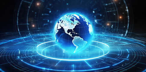 background with earth shape with advanced future concept. Technological progress in the world. Generative AI