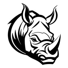 Rhinoceros head tattoo, tattoo illustration, vector on a white background.