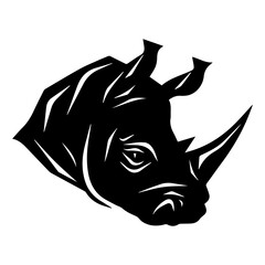 Rhinoceros head tattoo, tattoo illustration, vector on a white background.