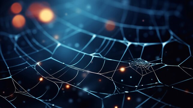 a image of spider web on dark background, 3d rendering toned image Generative AI