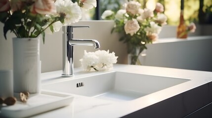 white sink in stylish bathroom interior modern bathroom interior