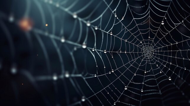 a photo of spider web on dark background, 3d rendering toned image Generative AI