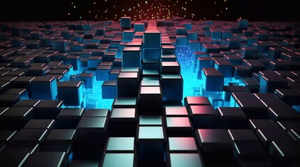 a picture of Abstract 3d rendering of chaotic cubes in space. Futuristic background design. Generative AI
