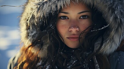 Close-up of a fictional Inuit girl.
