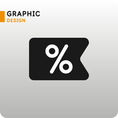 Drawing of the percent sign. The percentages icon is in a flat style. Silhouette graphics. Simple vector icon.